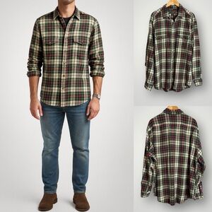 Abercrombie & Fitch Flannel Plaid Shirt XL Button Front Long Sleeve Vintage 90s